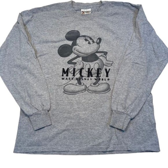 Disney Other - Vintage Walt Disney World Mickey Mouse Long Sleeve Gray Shirt Small